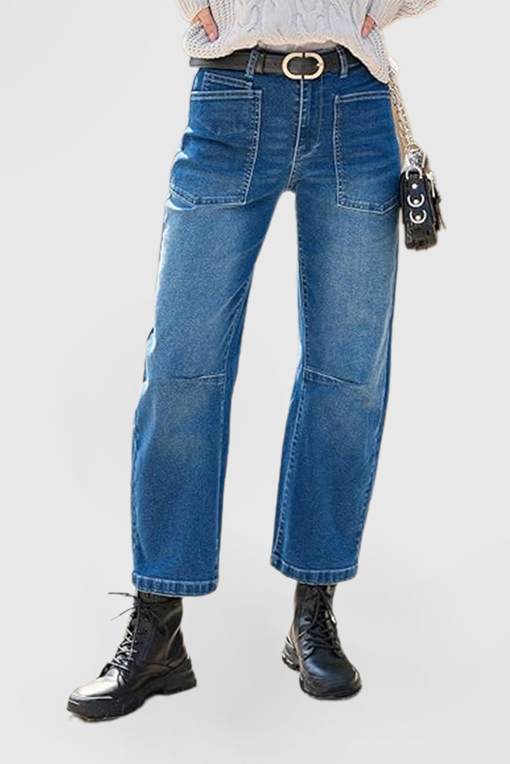 Wide-leg Boyfriend Denim with A Relaxed Fit and Ankle-length Cut