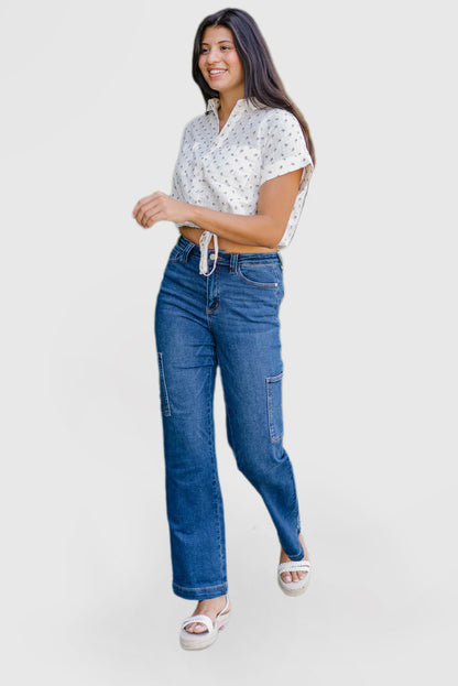 High Rise Wide-Leg Cargo Pants from Courtney
