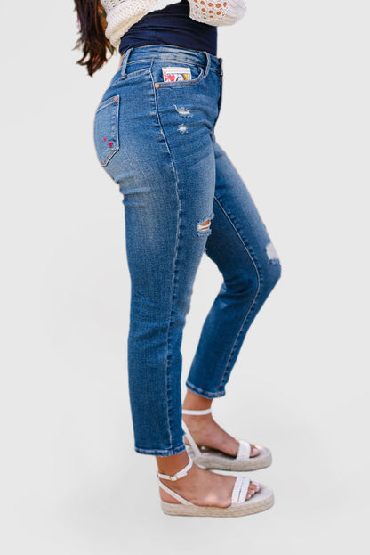High Rise  Jeans with Queen of Hearts Coin Pockets