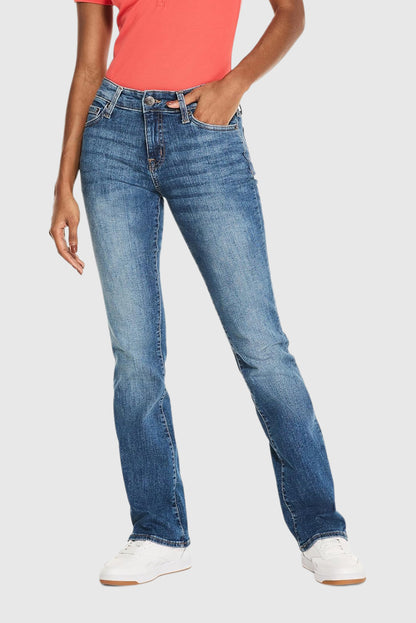 Women's Solid Color Mid-Rise Bootcut Jeans