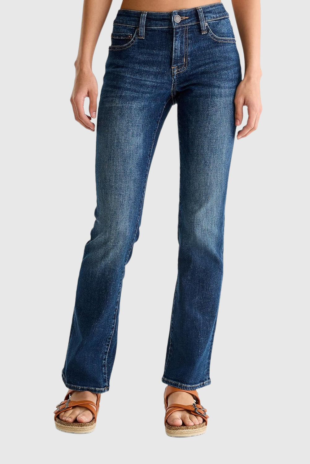 Women's Solid Color Mid-Rise Bootcut Jeans