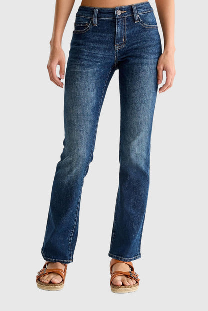 Women's Solid Color Mid-Rise Bootcut Jeans
