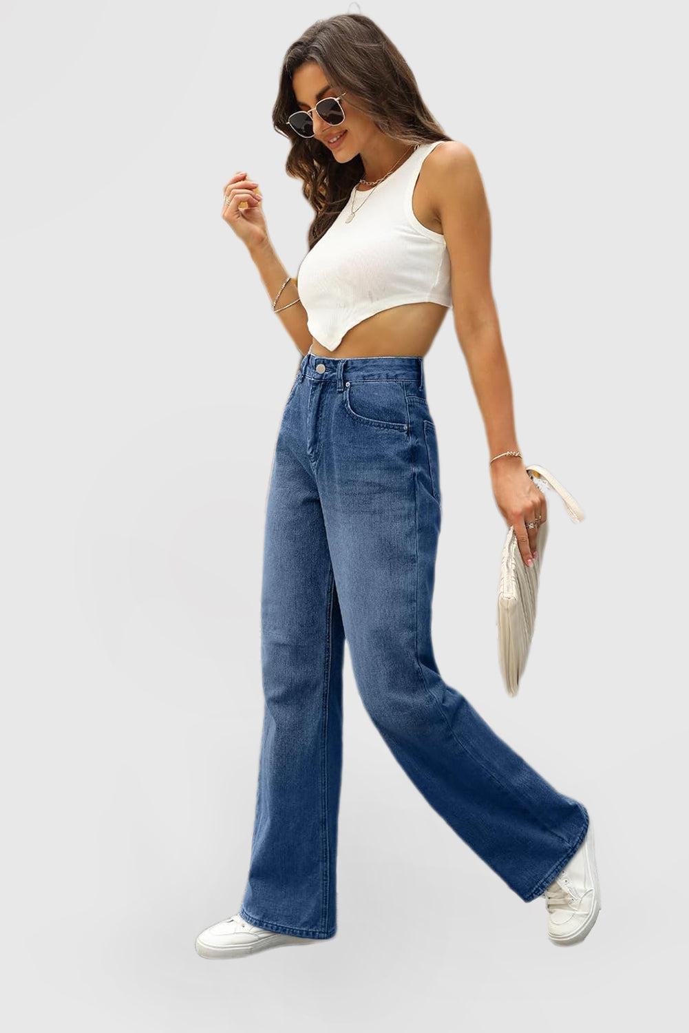 Women's High Waisted Wide Leg Loose Fashion Jeans