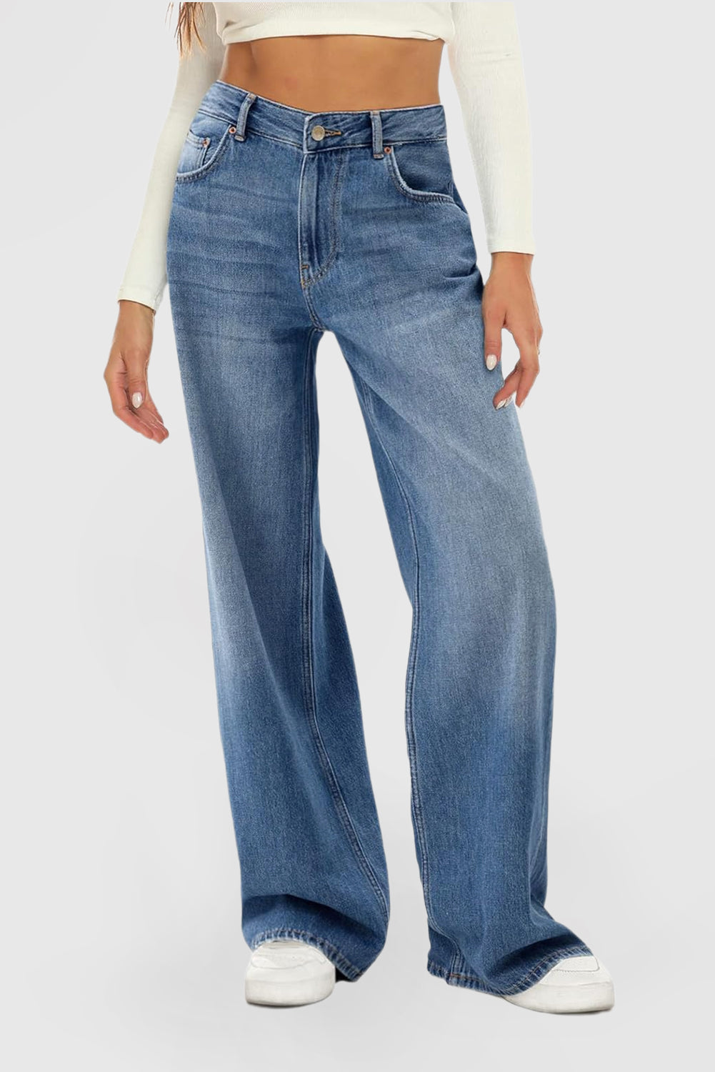 Women's High Waisted Wide Leg Loose Fashion Jeans