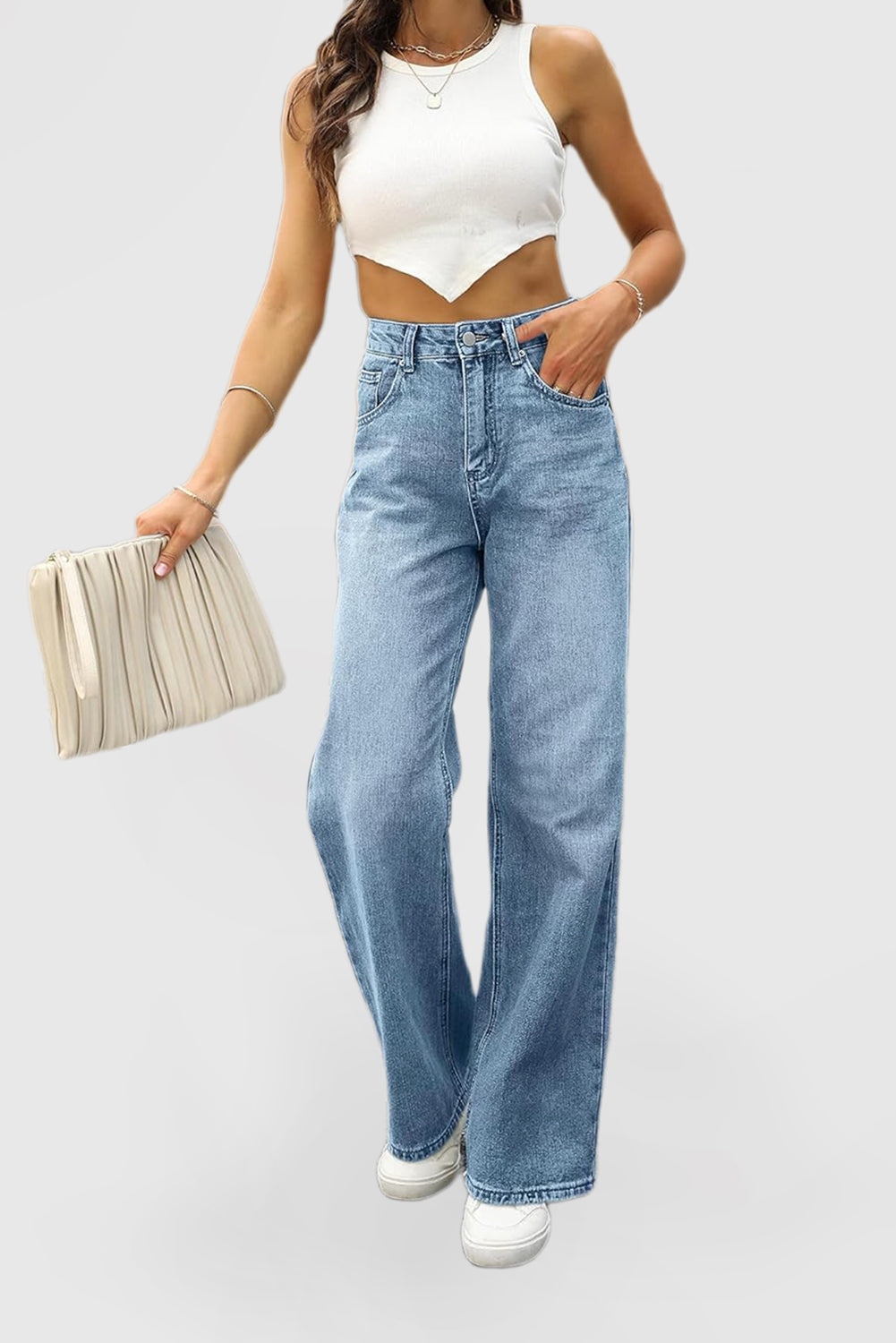 Women's High Waisted Wide Leg Loose Fashion Jeans
