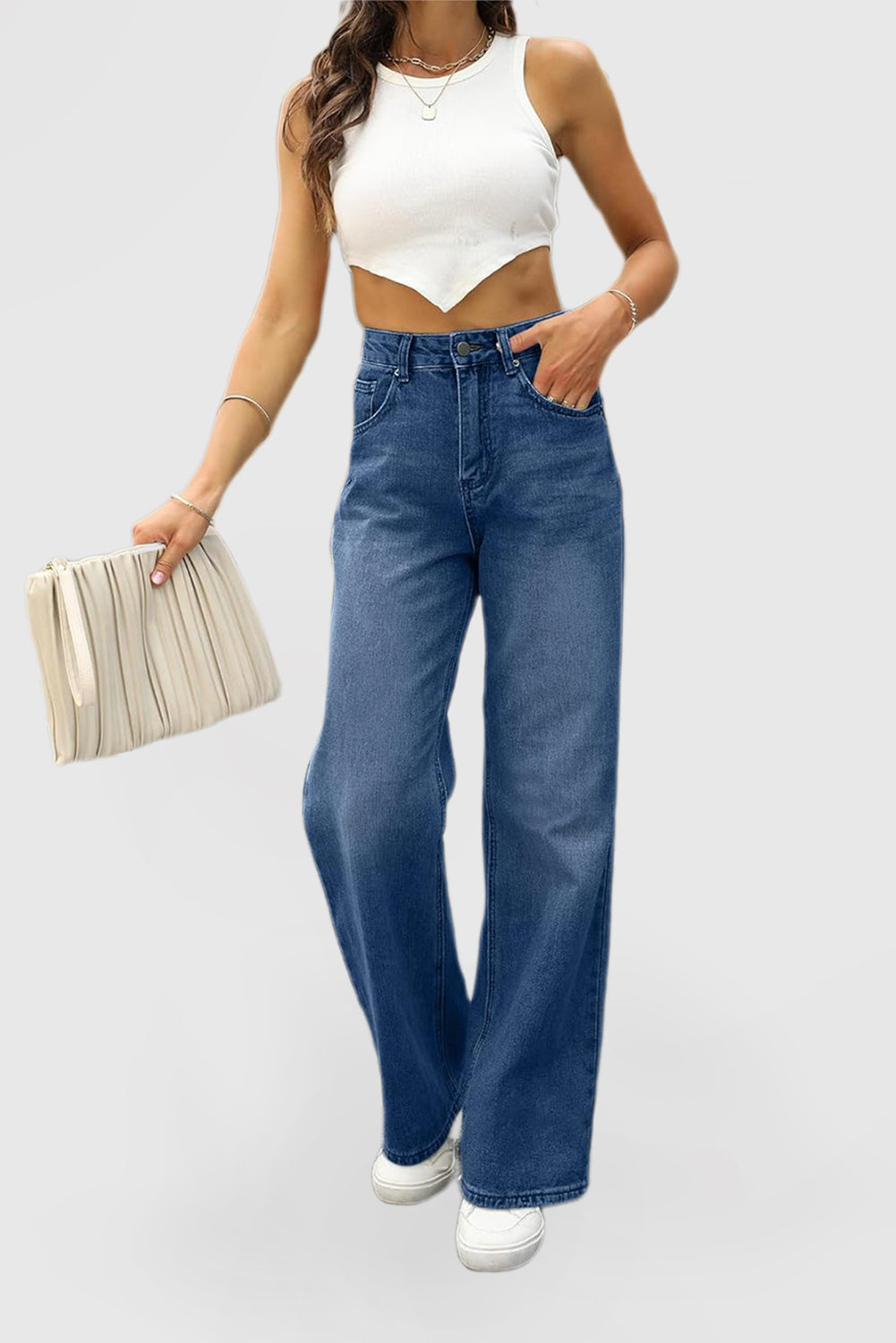 Women's High Waisted Wide Leg Loose Fashion Jeans