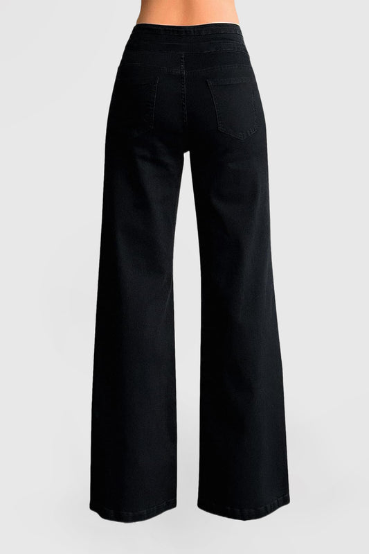 Women's High-Waisted Wide Leg Stretch Denim Pants
