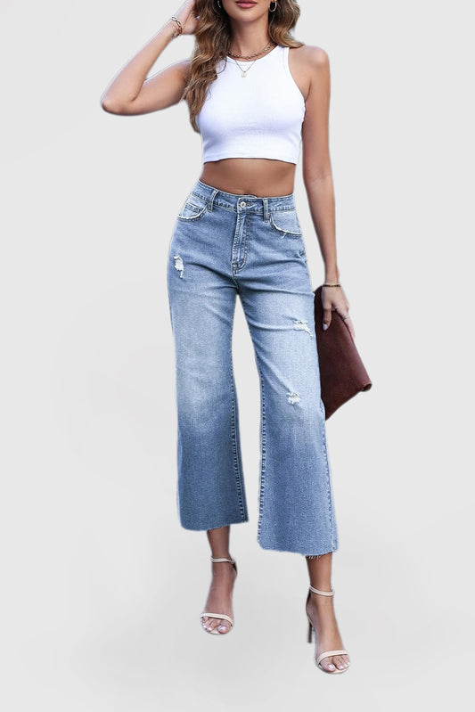 Women's High Waist Loose Jeans Casual Stretch Jeans