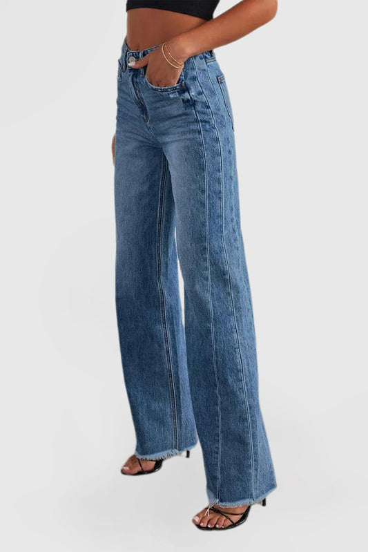 Women's High Waisted Wide Leg Jeans Stretch Open Leg Jeans
