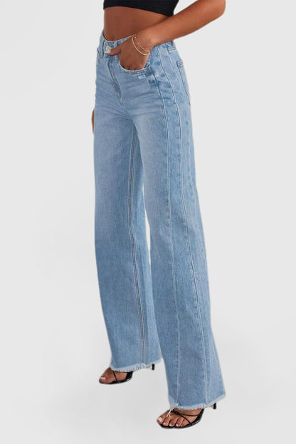 Women's High Waisted Wide Leg Jeans Stretch Open Leg Jeans