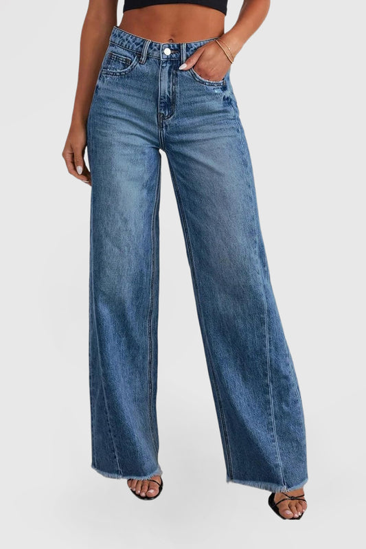 Women's High Waisted Wide Leg Jeans Stretch Open Leg Jeans