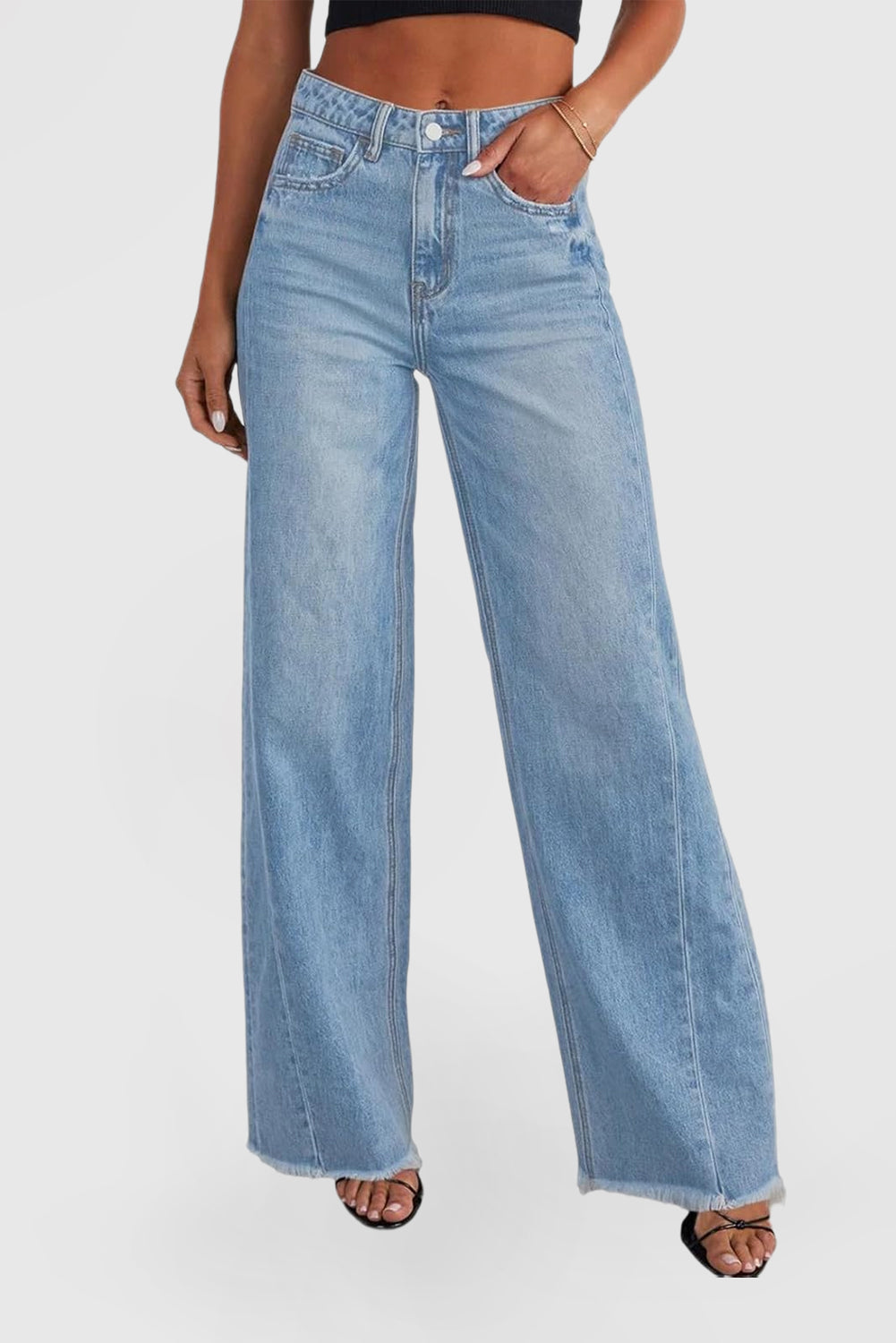 Women's High Waisted Wide Leg Jeans Stretch Open Leg Jeans