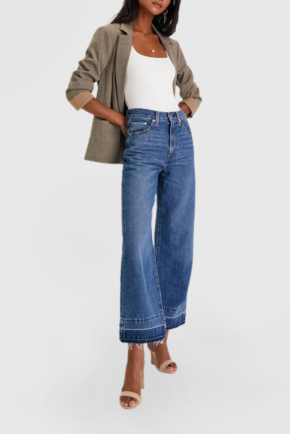 Women's High Waist Wide Leg Jeans Stretch Loose Jeans