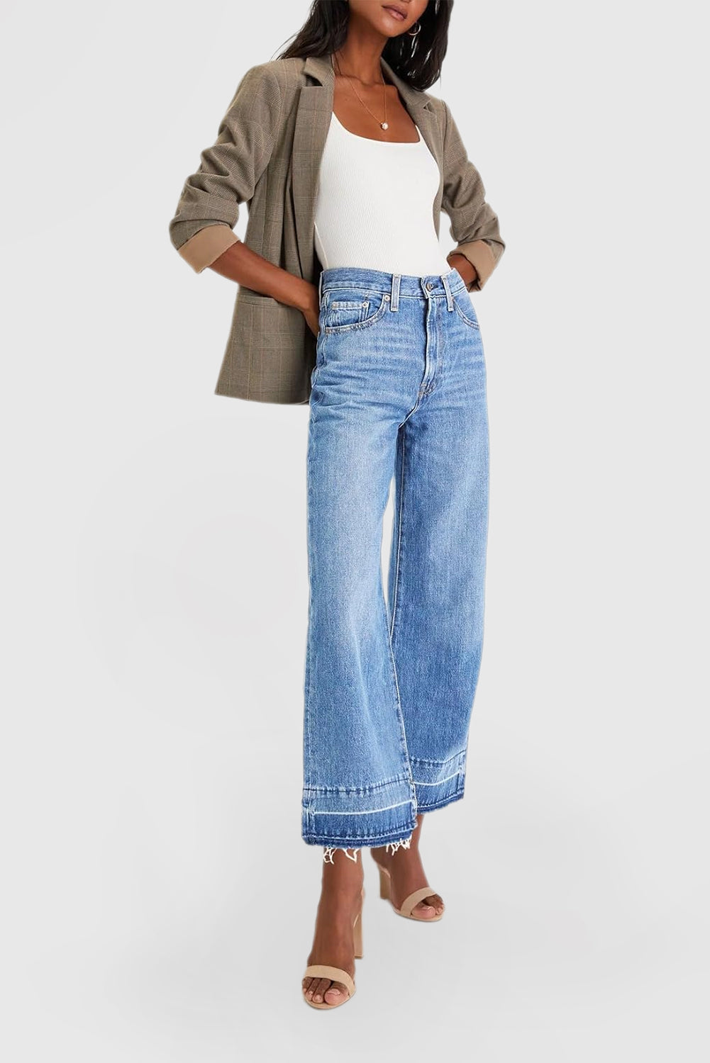 Women's High Waist Wide Leg Jeans Stretch Loose Jeans