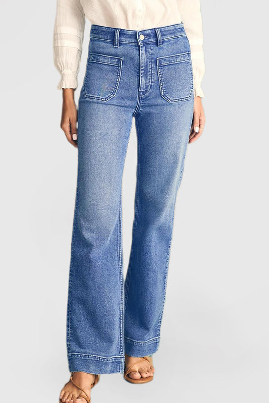 Women's High Waist Wide Leg Jeans with Pockets Stretch Jeans