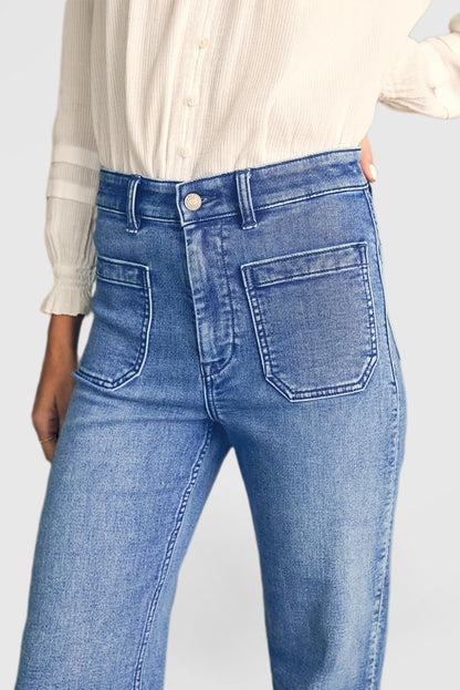 Women's High Waist Wide Leg Jeans with Pockets Stretch Jeans