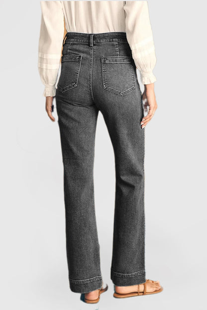Women's High Waist Wide Leg Jeans with Pockets Stretch Jeans