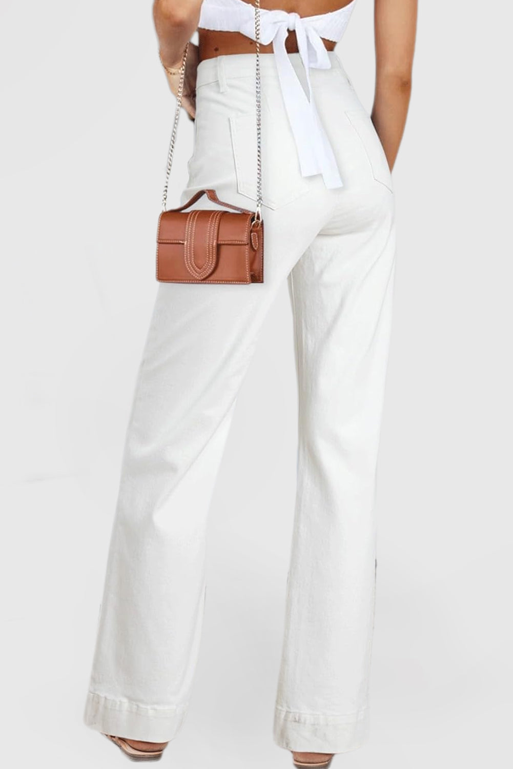 Women's High Waist Wide Leg Jeans with Pockets Stretch Jeans
