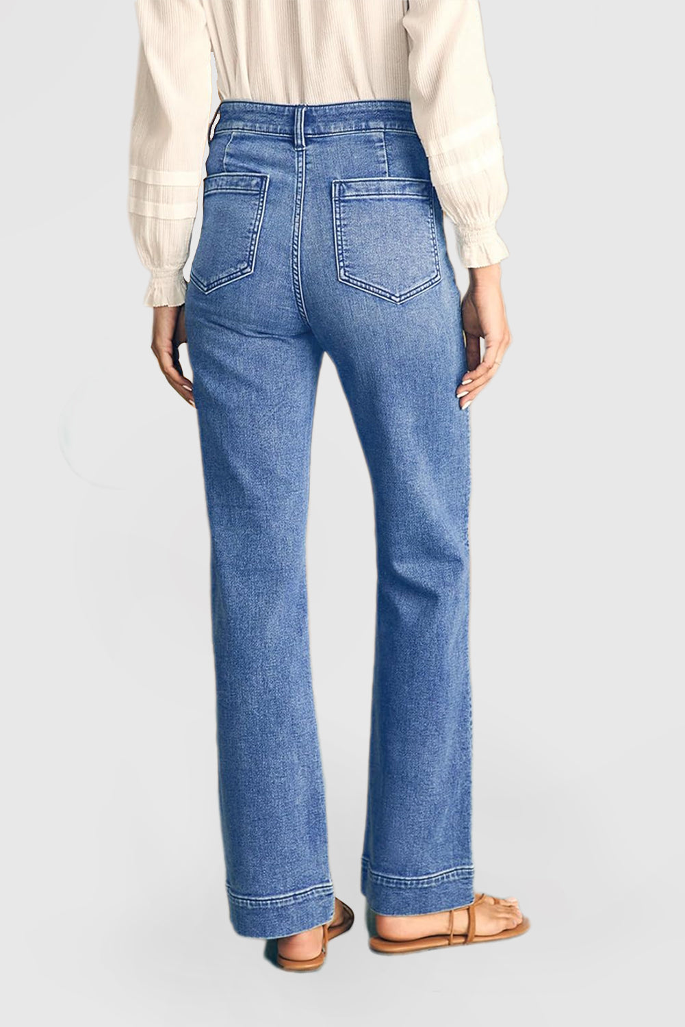 Women's High Waist Wide Leg Jeans with Pockets Stretch Jeans