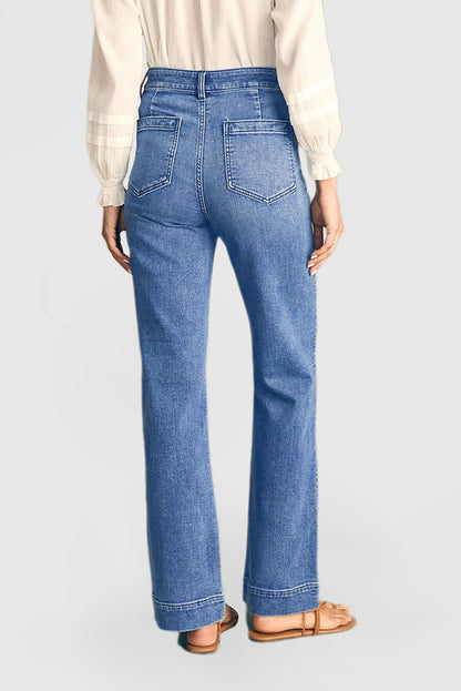 Women's High Waist Wide Leg Jeans with Pockets Stretch Jeans