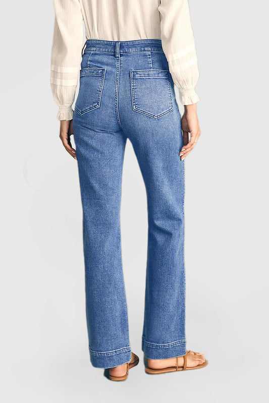 Women's High Waist Wide Leg Jeans with Pockets Stretch Jeans