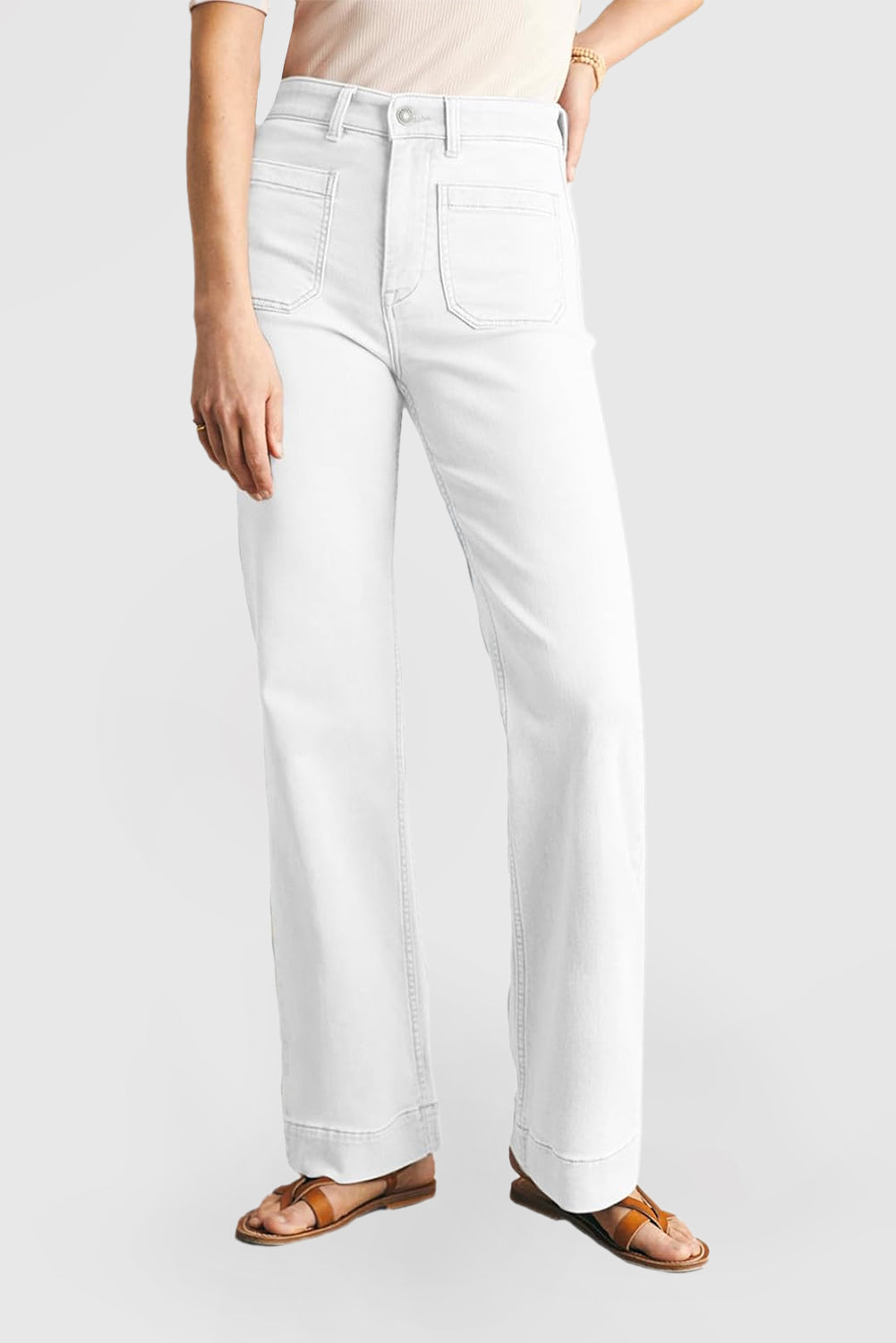 Women's High Waist Wide Leg Jeans with Pockets Stretch Jeans