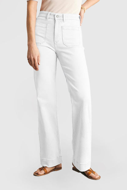 Women's High Waist Wide Leg Jeans with Pockets Stretch Jeans