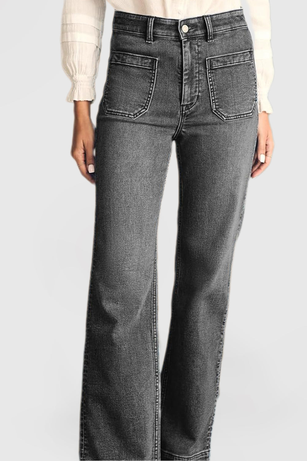 Women's High Waist Wide Leg Jeans with Pockets Stretch Jeans