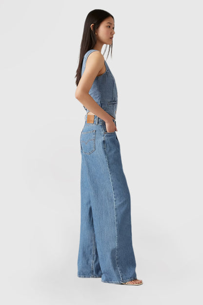 Loose Wide Leg Women's Casual Solid Color Jeans