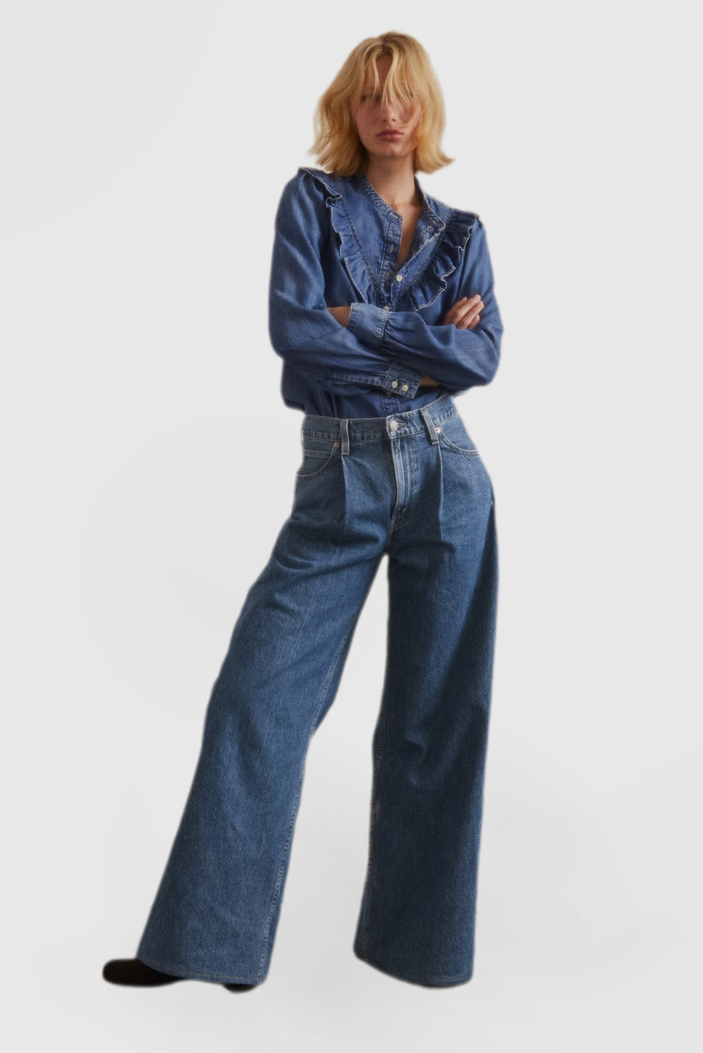 Loose Wide Leg Women's Casual Solid Color Jeans