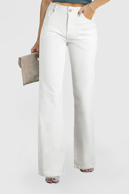 Women's High Waisted Wide Leg Stretch Jeans with Pockets