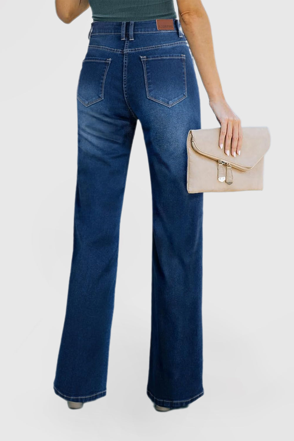 Women's High Waisted Wide Leg Stretch Jeans with Pockets