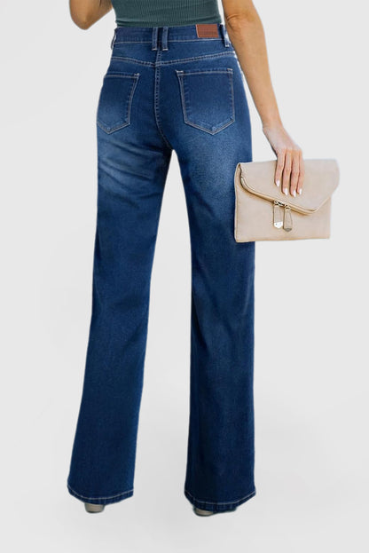 Women's High Waisted Wide Leg Stretch Jeans with Pockets