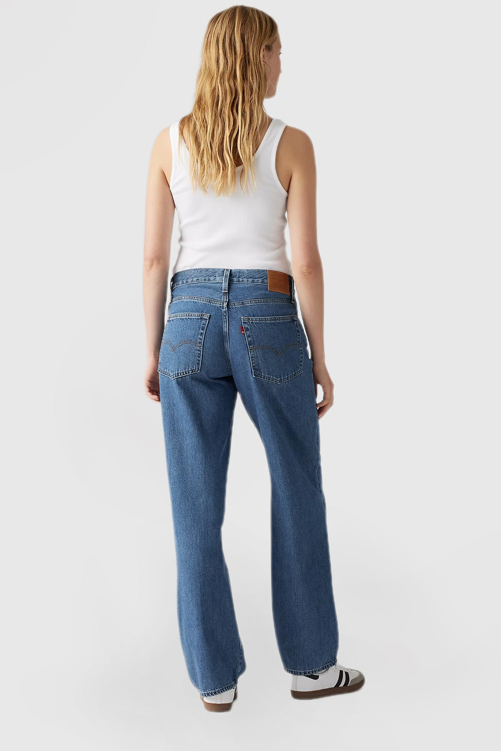 Women's Solid Color Vintage Loose Fit Jeans with Pockets