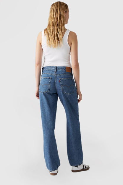 Women's Solid Color Vintage Loose Fit Jeans with Pockets