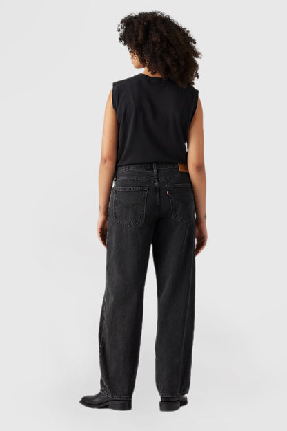 Women's Solid Color Vintage Loose Fit Jeans with Pockets