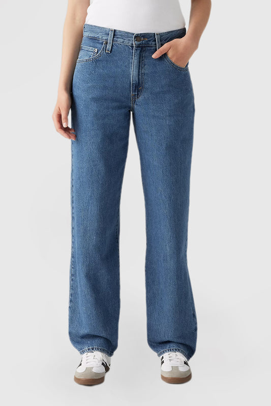 Women's Solid Color Vintage Loose Fit Jeans with Pockets