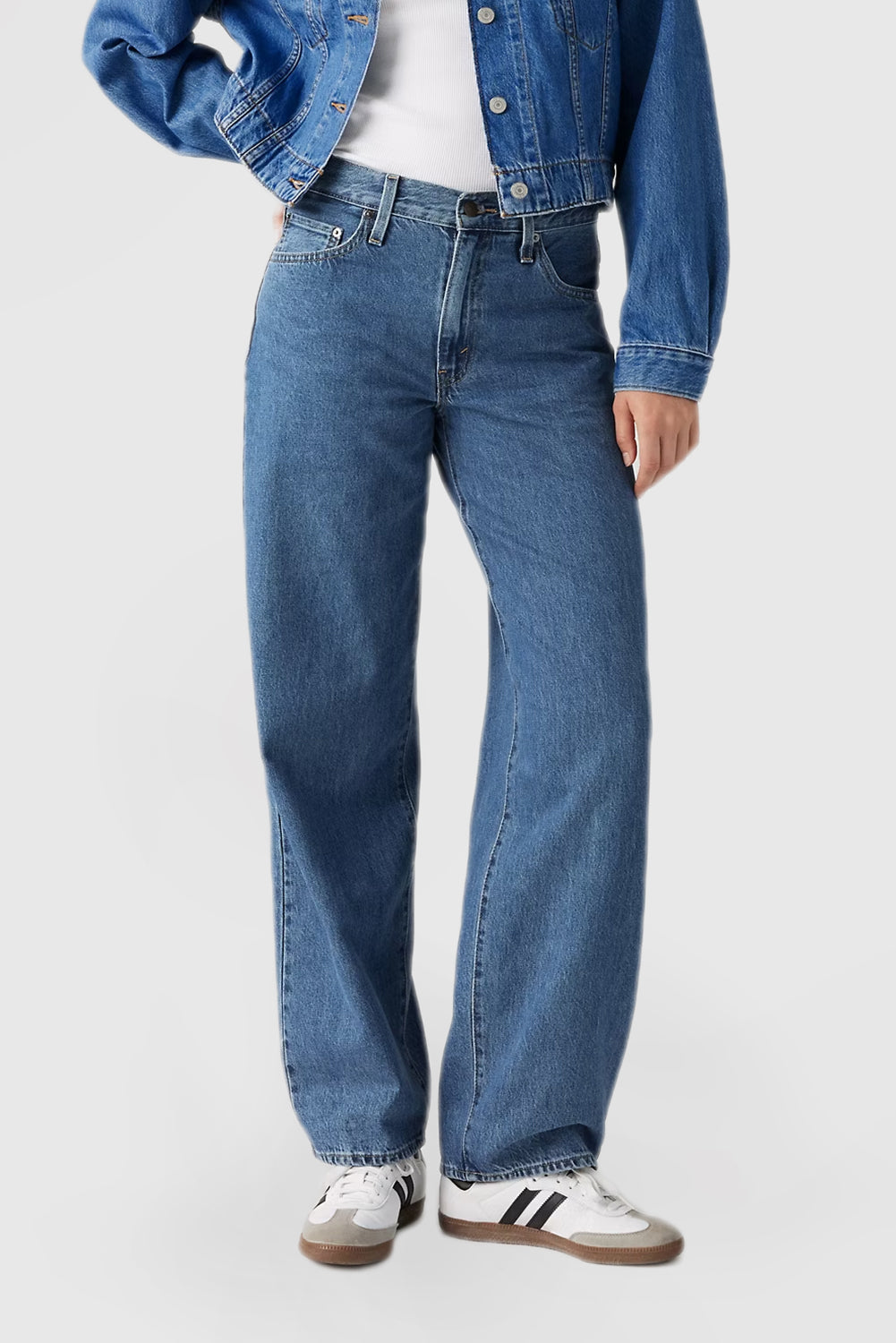 Women's Solid Color Vintage Loose Fit Jeans with Pockets