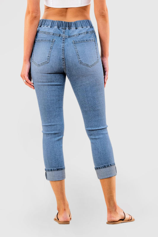 High-Waisted Stretch Denim Skinny Capri Jeans for Women