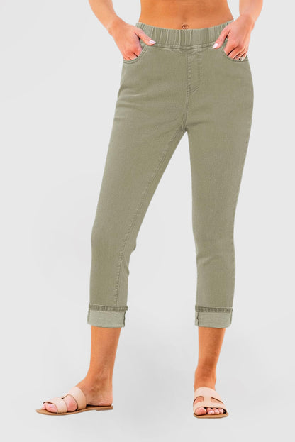 High-Waisted Stretch Denim Skinny Capri Jeans for Women