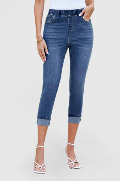 High-Waisted Stretch Denim Skinny Capri Jeans for Women