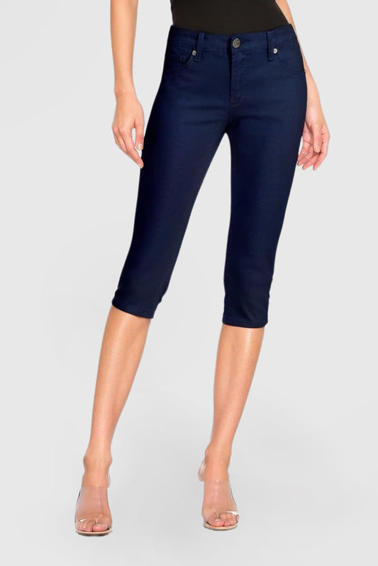 Women's Butt Lift Stretch Denim Capri Shorts