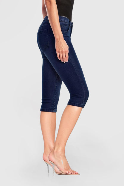 Women's Butt Lift Stretch Denim Capri Shorts