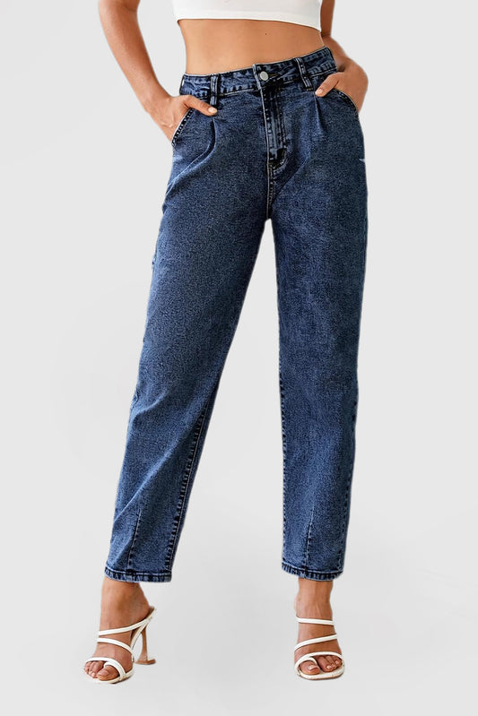 Women's High-Waisted Boyfriend Baggy Cropped Denim Jeans