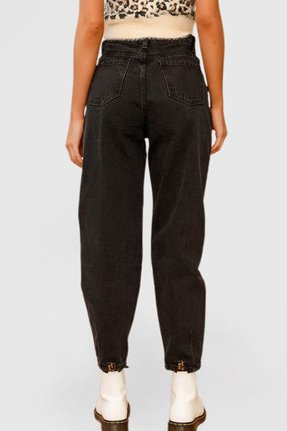 Women's High-Waisted Loose Boyfriend Cropped Baggy Denim Pants
