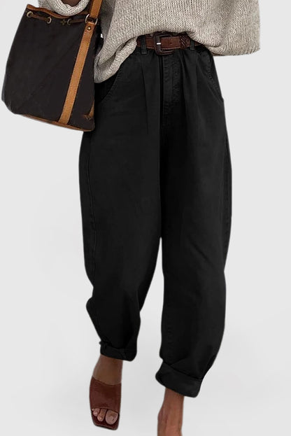 Women's High-Waisted Loose Boyfriend Cropped Baggy Denim Pants