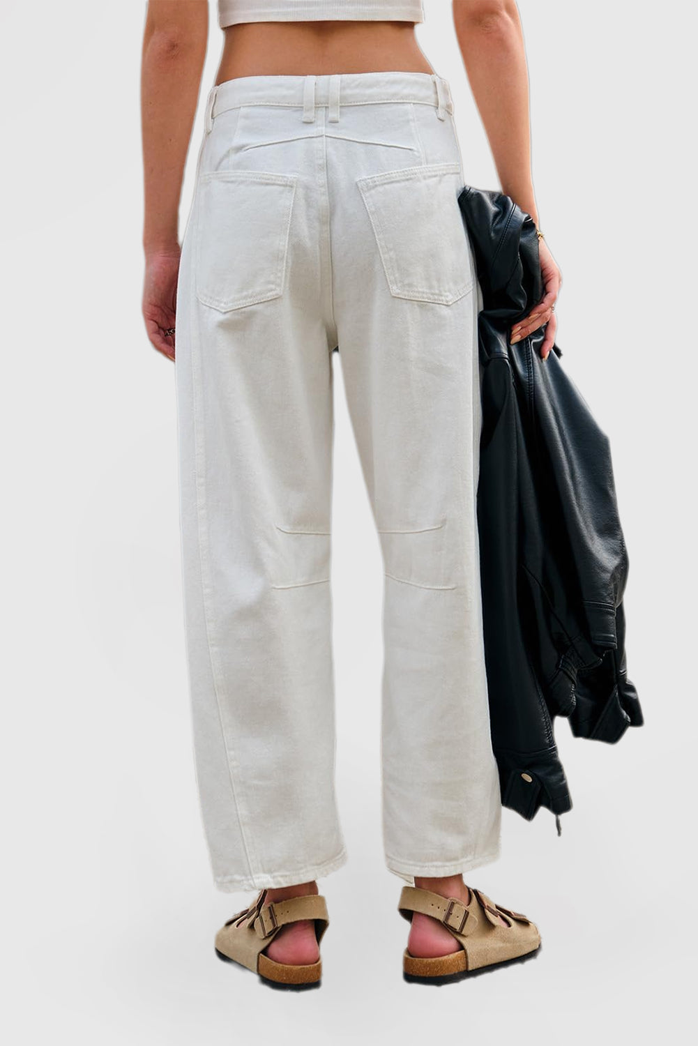 Women's Mid-Rise Wide Leg Barrel Jeans - Cropped Y2K Baggy Boyfriend Denim
