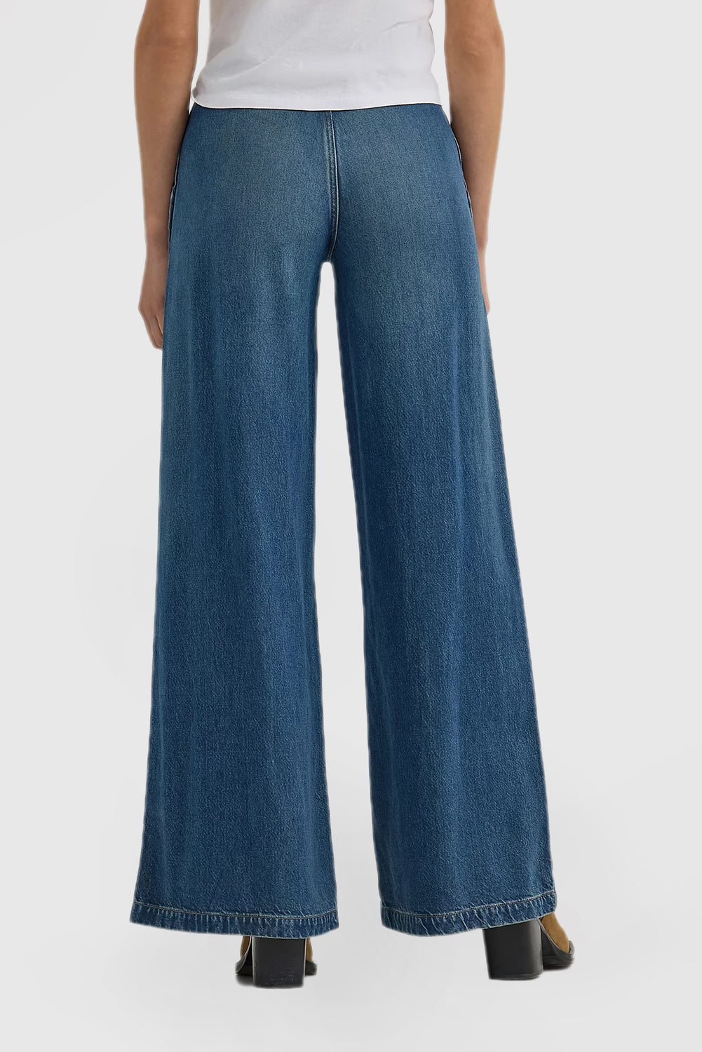 Blue High Waisted Women's Jeans Fitted Wide Leg Pants