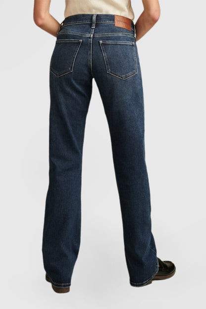 Embrace Sleek Sophistication with These Dark Straight-Leg Jeans