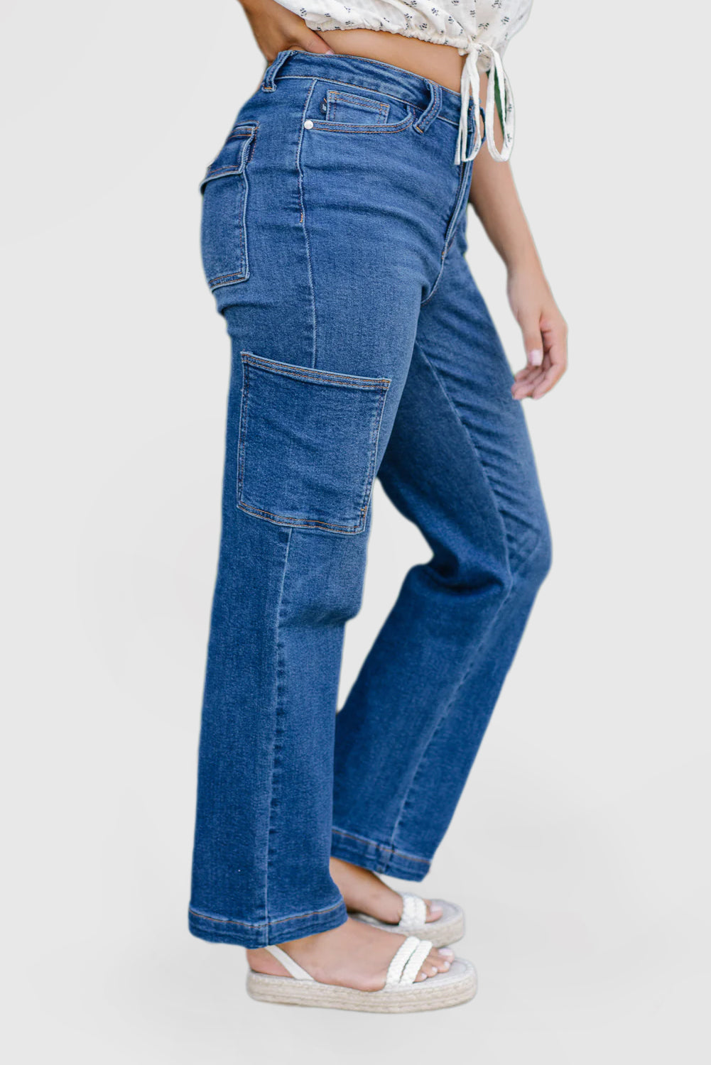 Women's Blue High Waisted Wide Leg Jeans